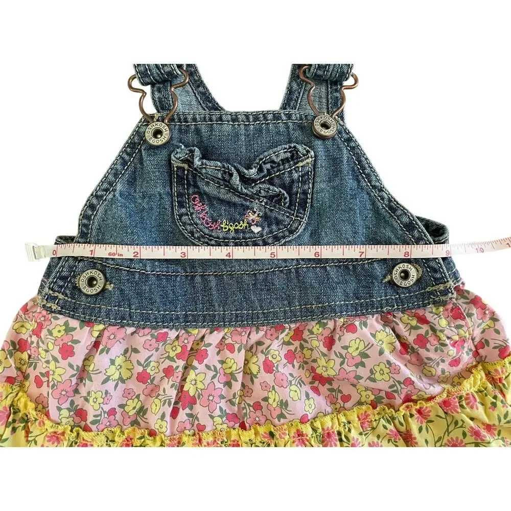 Carter’s Baby Girl Denim & Floral Tiered Ruffle Jumper Dress 9M